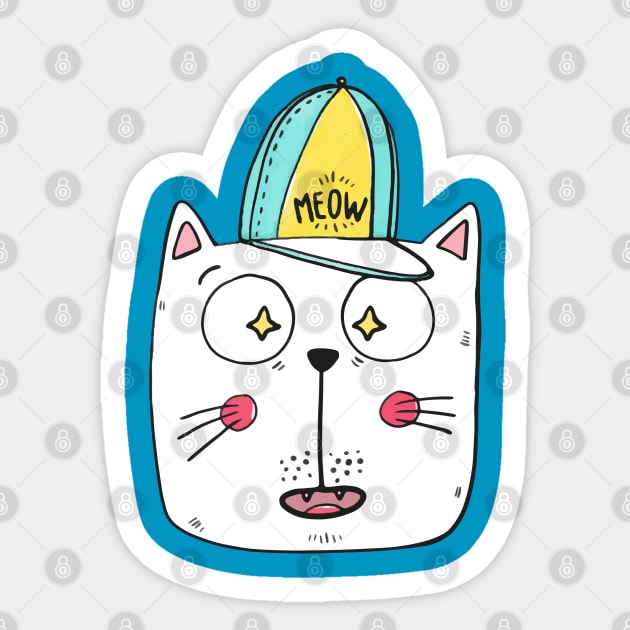 Cute cat Sticker by UniqueDesignsCo